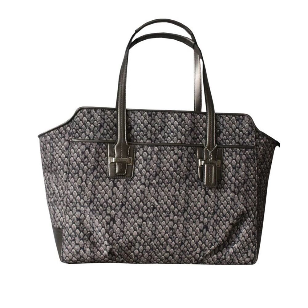 COACH Taylor Gray Snake Print Alexis Carryall Satchel Handbag Purse Retail $398